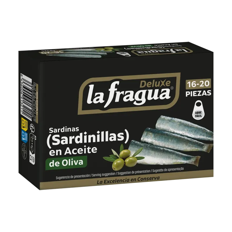 Sardinillas 16-20 en Oliva Lata RR-125 (Sardina pilchardus) - F.A. · 25 unidades · La Fragua