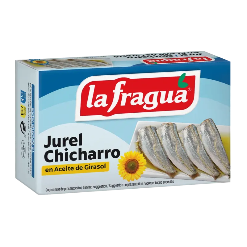 Jurel-Chicharro 3-5 en Girasol Lata RR-125 (Trachurus spp) F.A. · 25 unidades · La Fragua