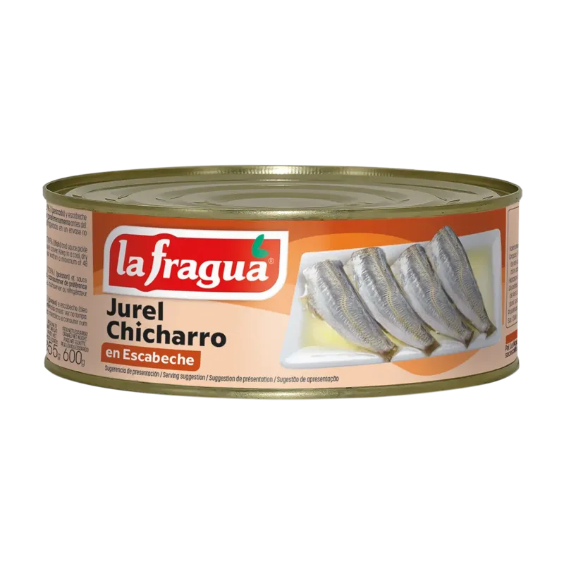 Jurel-Chicharro 18-25 en Escabeche Lata RO-900 (Trachurus trachurus) · 12 unidades · La Fragua