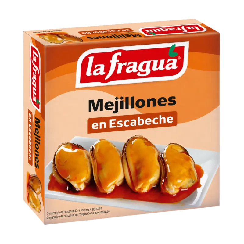 Mejillones 40-60 en Escabeche Lata RO-550 (Mytilus chilensis) · 24 unidades · La Fragua