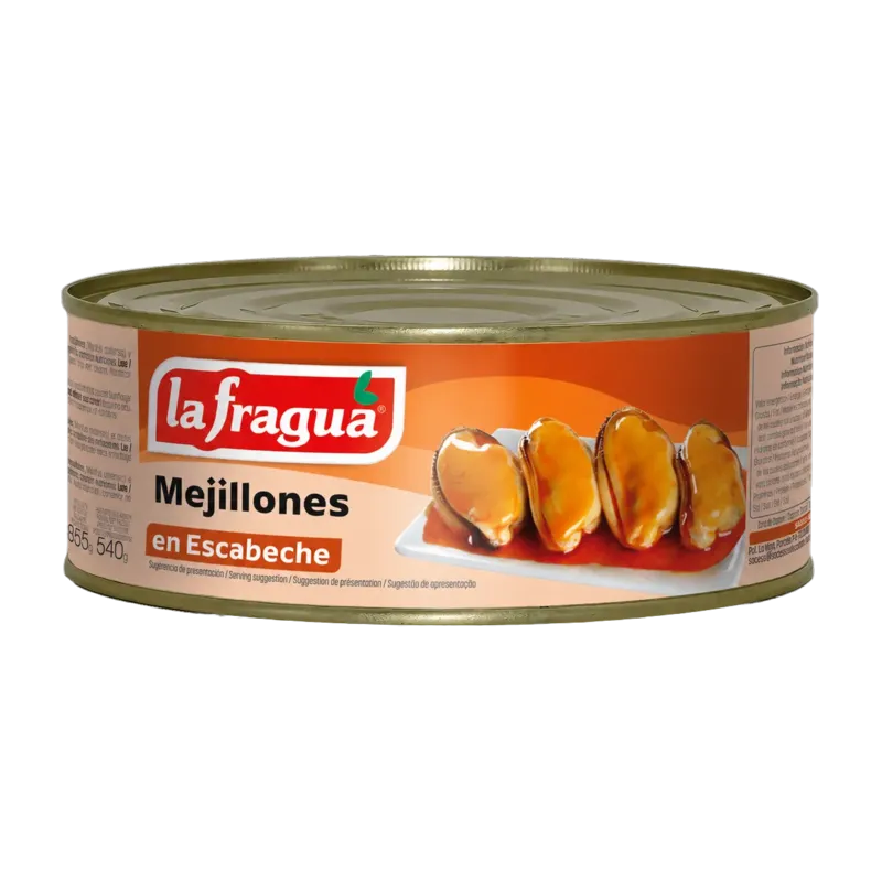 Mejillones 40-60 en Escabeche Lata RO-900 (Perna canaliculus) - Origen: Pacífico · 12 unidades · La Fragua