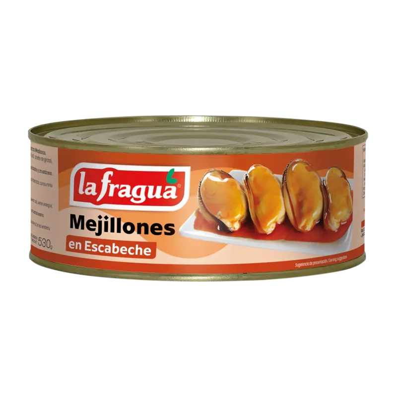 Mejillones 80-100 en Escabeche Lata RO-900 (Perna canaliculus) - Origen: Pacífico · 12 unidades · La Fragua