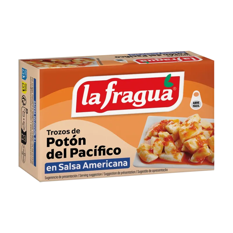 Trozos de Potón en Salsa Americana Lata RR-120 (Dosidicus spp) - F.A. · 25 unidades · La Fragua