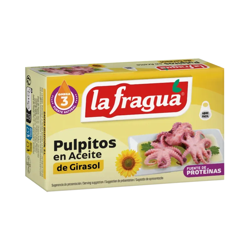 Pulpitos en Girasol Lata RR-120 (Octopus membranaceus) - F.A. · 24 unidades · La Fragua