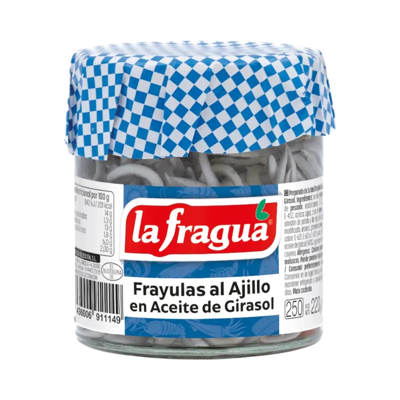 Frayulas al Ajillo en Girasol Tarro-250 (Surimi) · 12 unidades · La Fragua