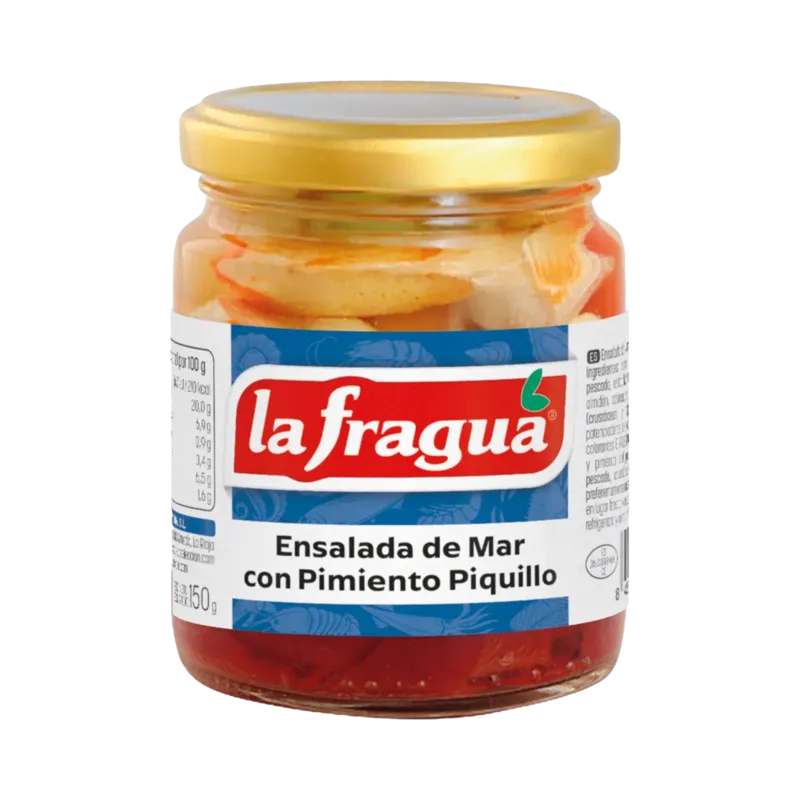 Ensalada de Mar con Piquillo en Girasol Tarro-250 (Surimi con sabor cangrejo + Piquillo) · 12 unidades · La Fragua