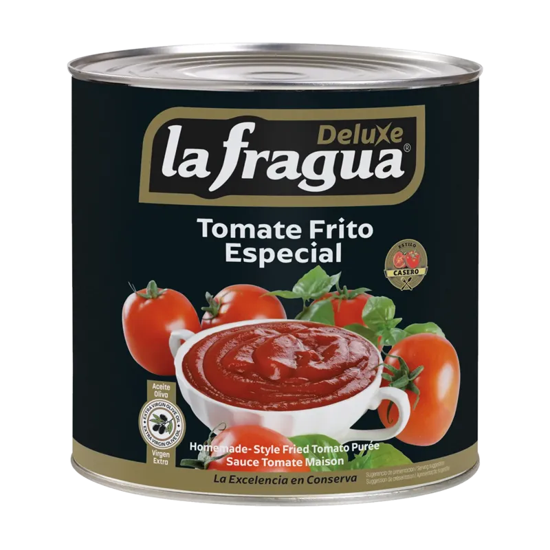 Tomate Frito Estilo Casero Lata 3 kg ºBrix 9-11 A.Girasol (2%) y AOVE (1%) · 6 unidades · La Fragua
