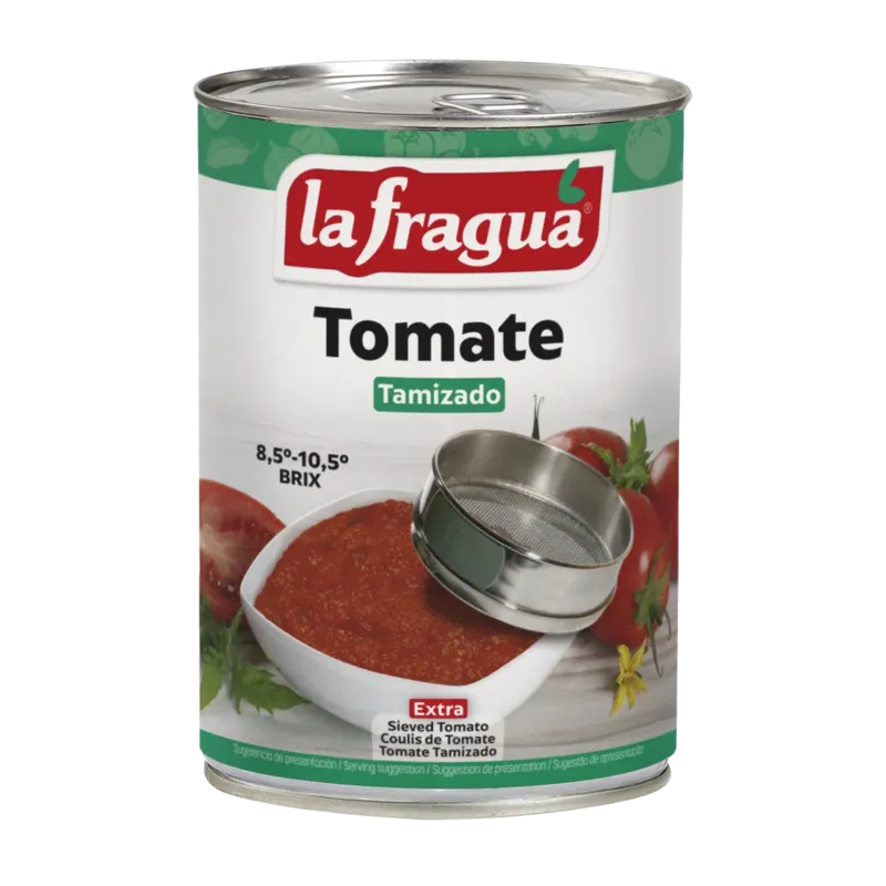 Tomate Tamizado Extra Lata 1/2 kg F.A. - Apilable; ºBrix 8,5 - 10,5 · 12 unidades · La Fragua