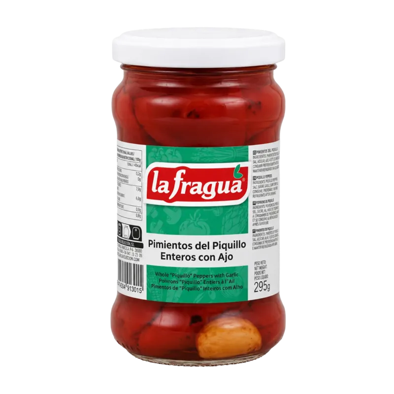 Pimiento Piquillo Entero con Ajo Tarro-314 · 12 unidades · La Fragua