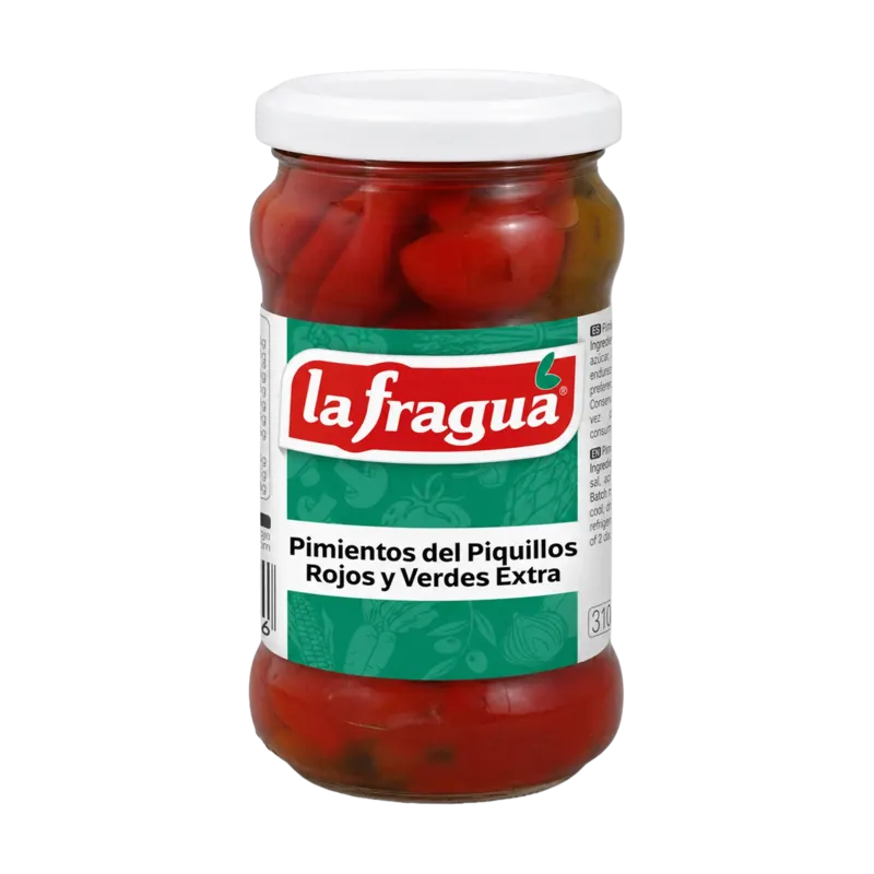Pimiento Piquillo Rojo y Verde Extra Tarro-314 (60% Rojo - 40% Verde) (EyT) · 12 unidades · La Fragua