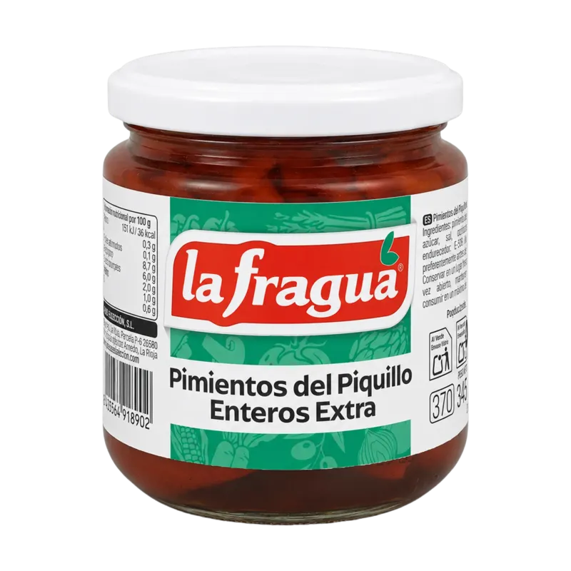 Pimiento Piquillo Entero Extra Tarro-370 · 12 unidades · La Fragua