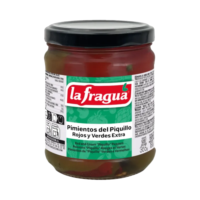 Pimiento Piquillo Rojo y Verde Extra Tarro-460 (60% Rojo - 40% Verde) (EyT) · 12 unidades · La Fragua
