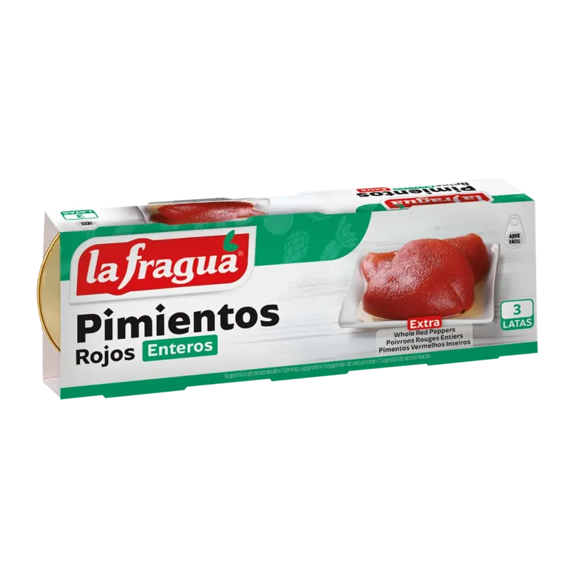 Pimiento Morrón Entero Extra Lata 1/8 kg Pack-3 F.A. · 8 unidades · La Fragua