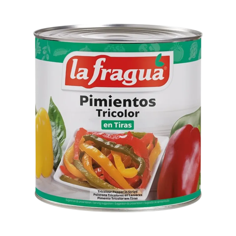 Pimiento Morrón Tricolor Tiras I Lata 3 kg · 6 unidades · La Fragua
