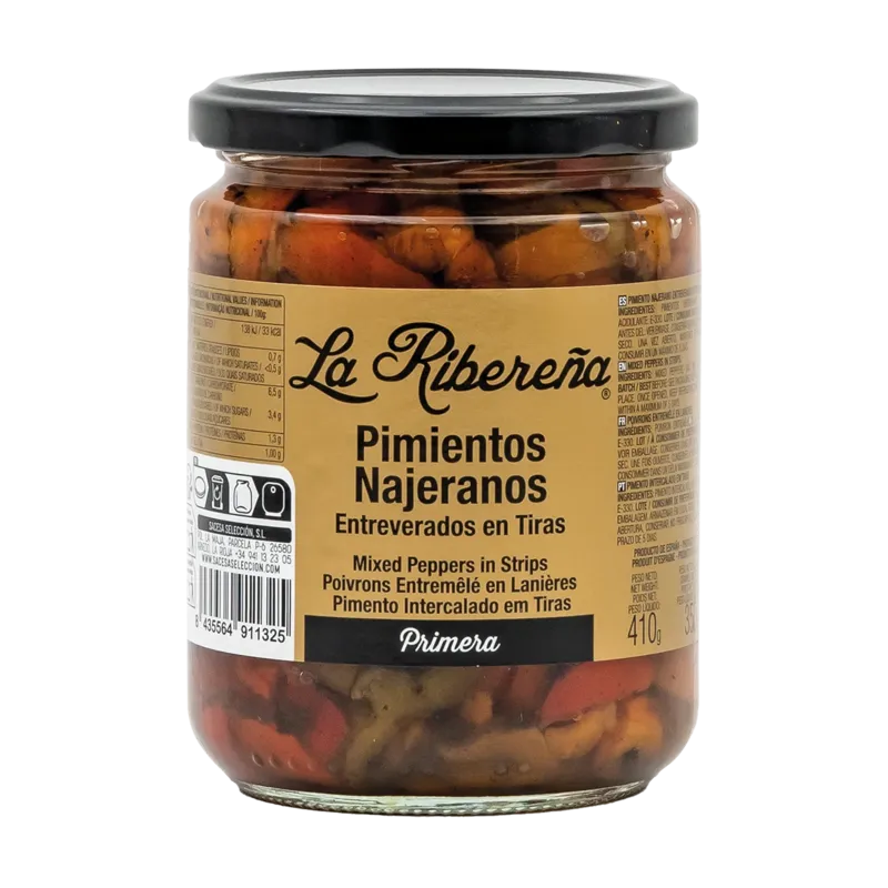 Pimiento Najerano Entreverado en Tiras I Tarro-445 · 12 unidades · La Fragua