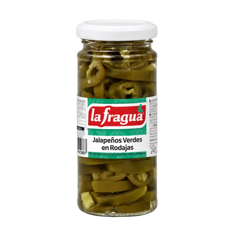 Jalapeños Verdes en Rodajas Tarro-240 · 12 unidades · La Fragua