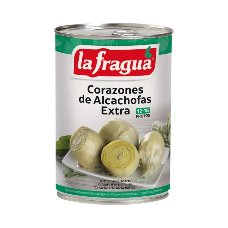 Alcachofa Entera 12-16 Extra Lata 1/2 kg F.A. - Apilable · 12 unidades · La Fragua