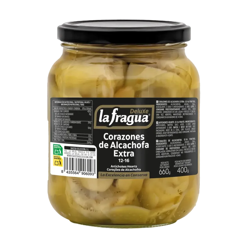 Alcachofa Entera 12-16 Extra Tarro-720 POT · 6 unidades · La Fragua