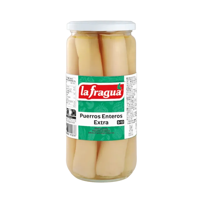 Puerros Enteros 5-12 Extra Tarro-720 · 12 unidades · La Fragua