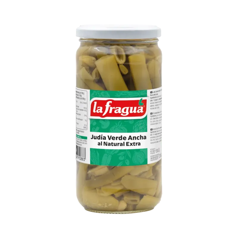 Judía Verde Ancha al Natural Extra Tarro-720 Calibre corte: Trozos Medianos · 12 unidades · La Fragua