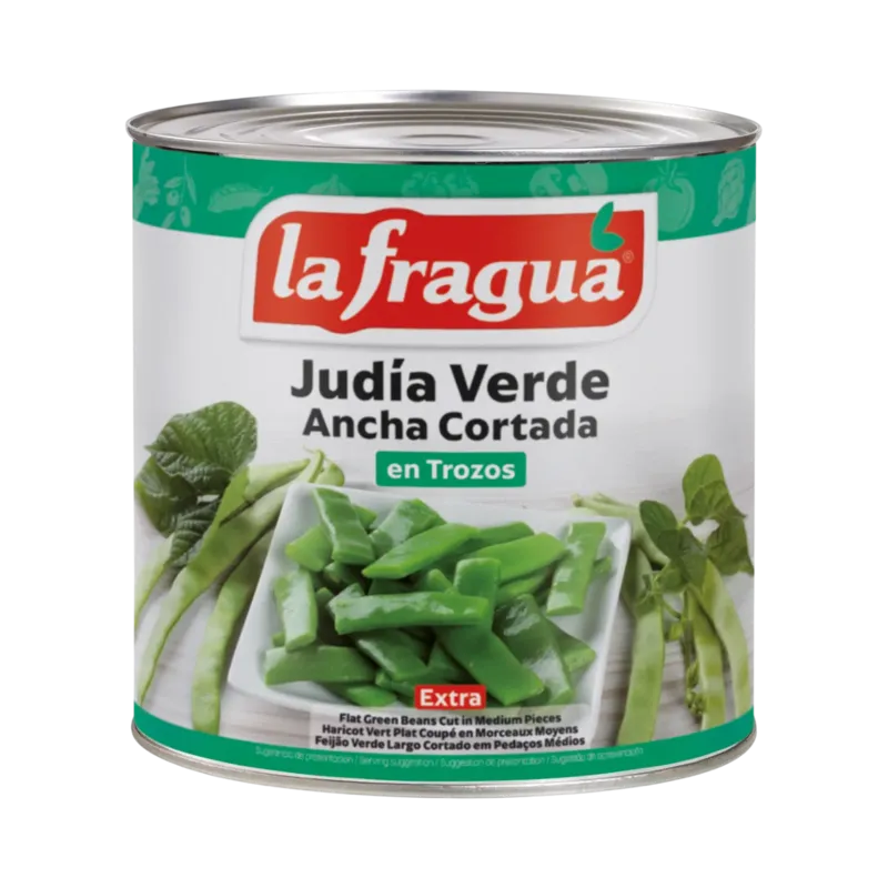 Judía Verde Ancha al Natural Extra Lata 3 kg Calibre corte: Trozos Medianos · 6 unidades · La Fragua