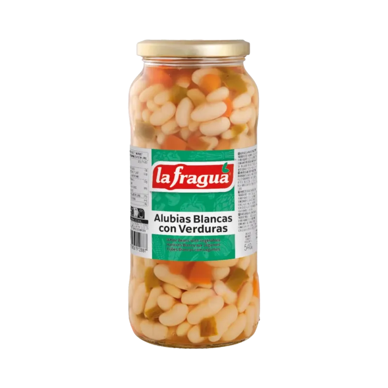 Alubias Blancas con Verdura Tarro-580 Alubia blanca larga (Cannellini) - Argentina · 12 unidades · La Fragua