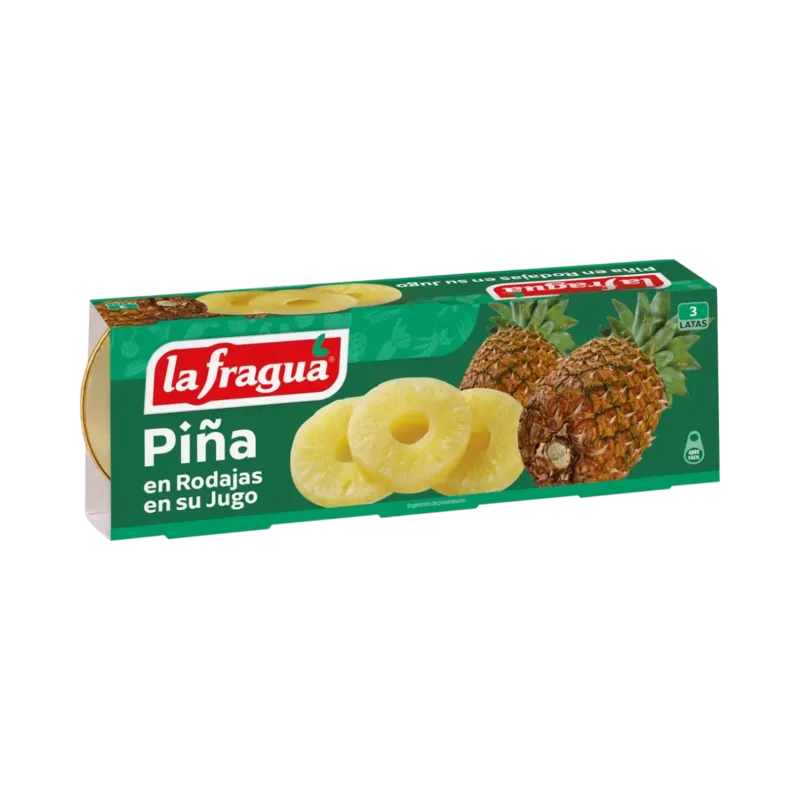 Piña en su Jugo Rodajas 4 Lata 1/4 kg Pack-3 F.A. · 8 unidades · La Fragua
