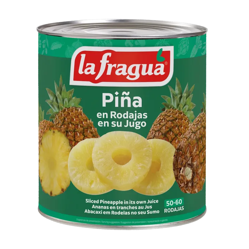 Piña en su Jugo Rodajas 50-60 Lata 3 kg (A10) · 6 unidades · La Fragua