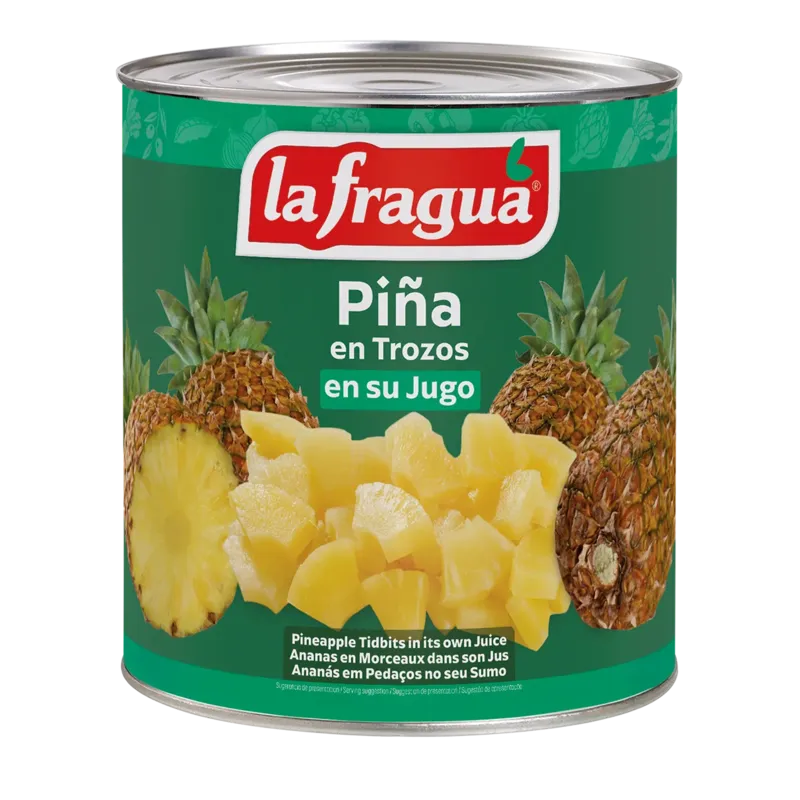Piña en su Jugo en Trozos (Tidbits) 3 kg (A10) · 6 unidades · La Fragua
