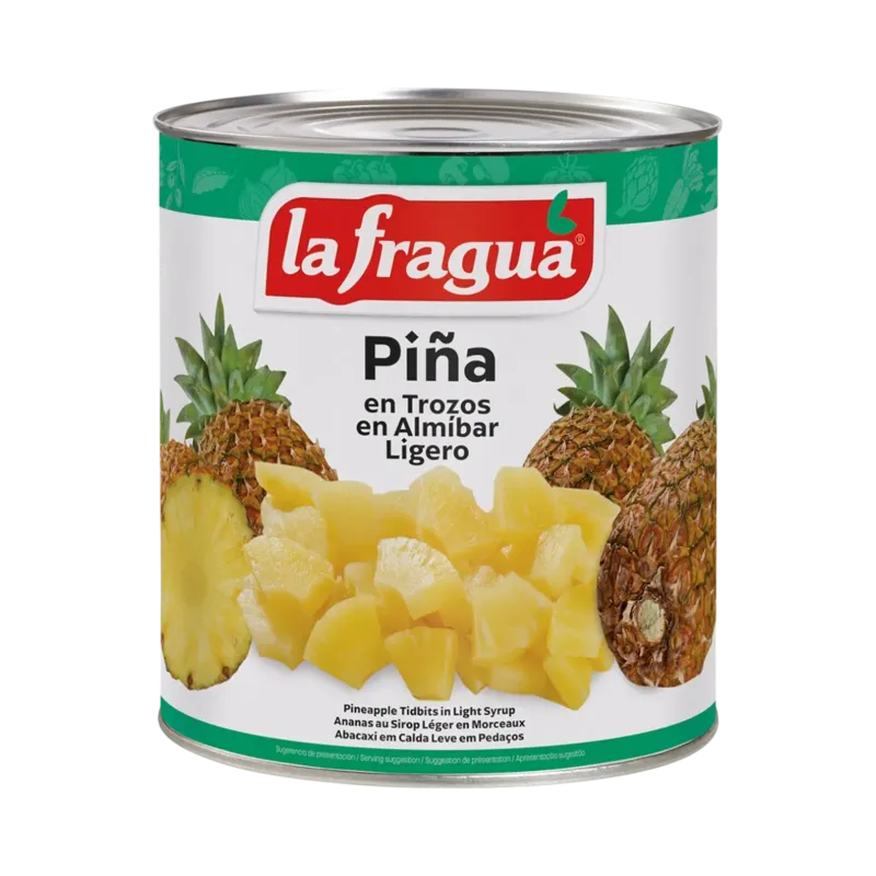 Piña en Almíbar Ligero en Trozos (Tidbits) 3 kg (A10) · 6 unidades · La Fragua
