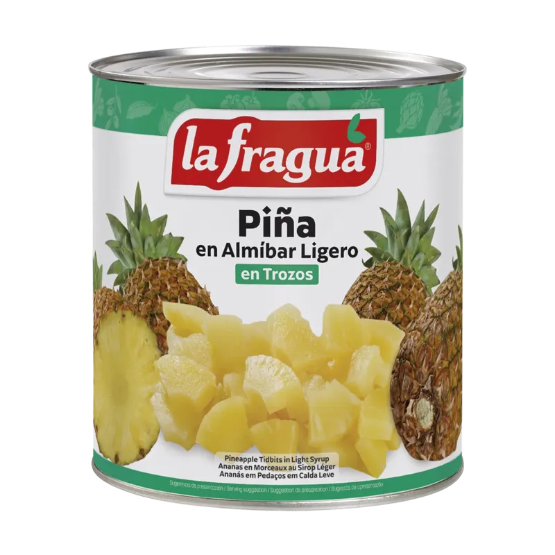 Piña en Almíbar Ligero en Trozos (Tidbits) 3 kg (A10) · 6 unidades · La Fragua