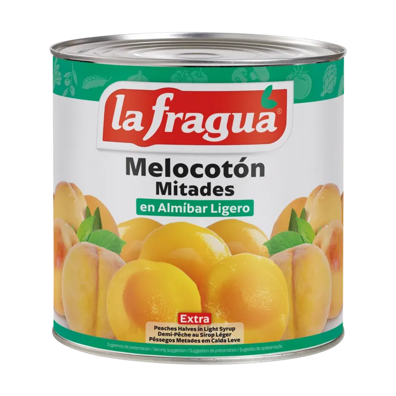 Melocotón Almíbar Ligero Mitades 25-40 Extra 3 kg · 6 unidades · La Fragua