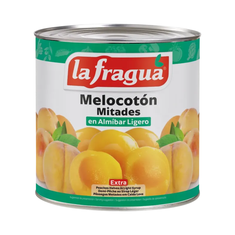 Melocotón Almíbar Ligero Mitades 25-40 Extra 3 kg · 6 unidades · La Fragua