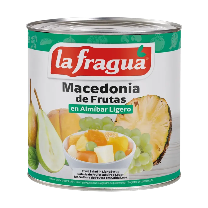 Macedonia de Frutas en Almíbar Ligero Lata 3 kg · 6 unidades · La Fragua