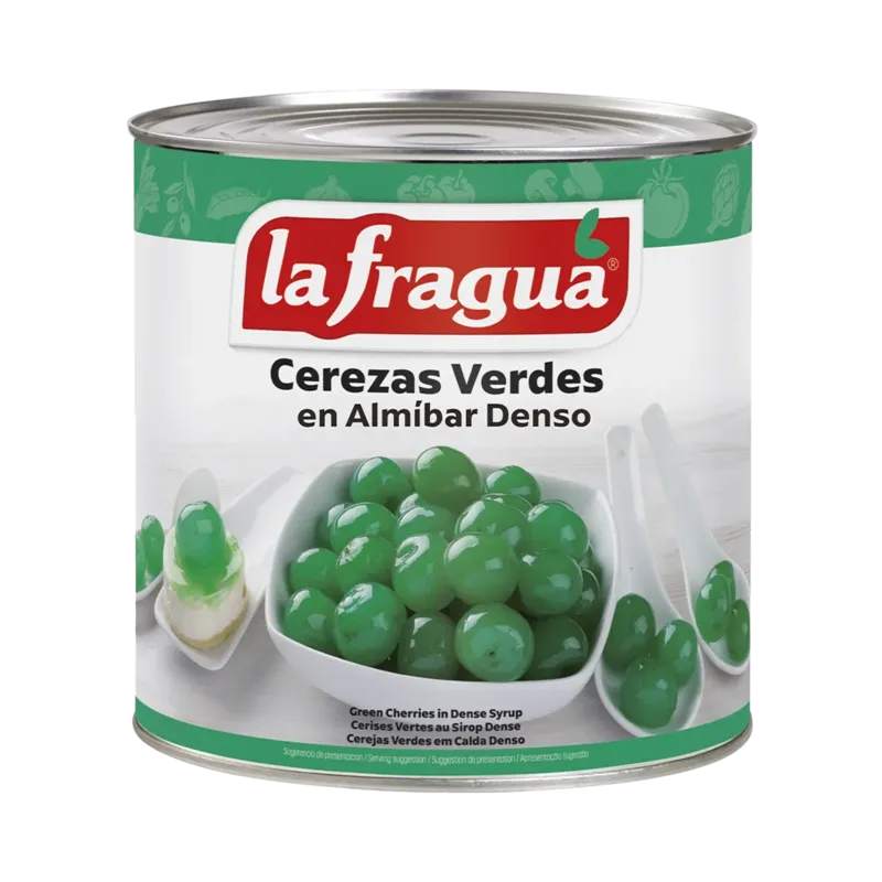 Cerezas Verdes en Almíbar Denso I Lata 3 kg (30-32 ºBrix) · 6 unidades · La Fragua