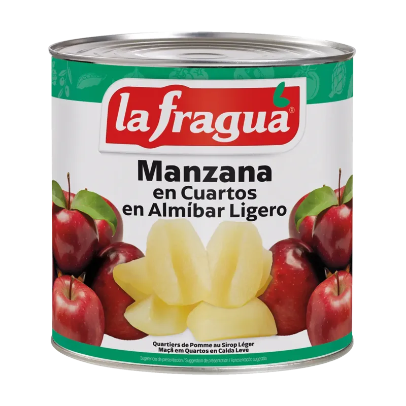 Manzana en Almíbar Ligero Cuarteada Lata 3 kg · 6 unidades · La Fragua