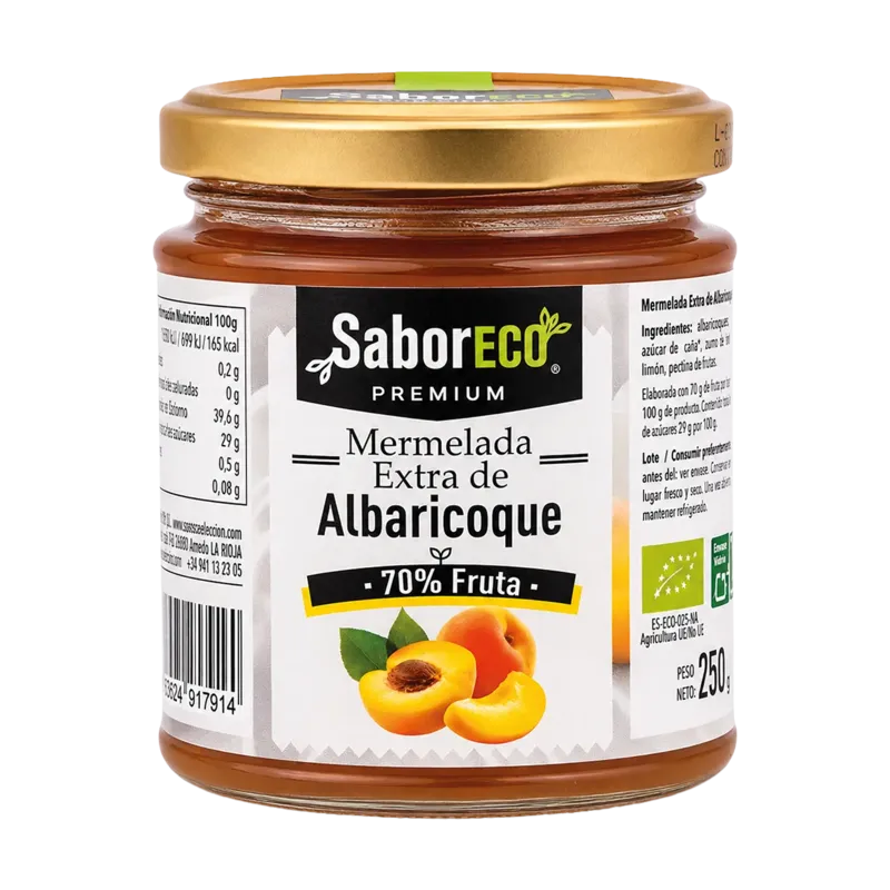 Mermelada Extra de Albaricoque BIO Tarro 250 (70% fruta) · 12 unidades · La Fragua