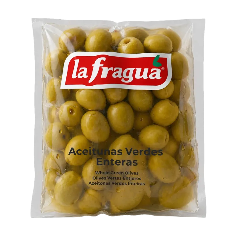Aceitunas Verdes Enteras 300/340 I Bolsa 200 g Variedad: Manzanilla · 48 unidades · La Fragua