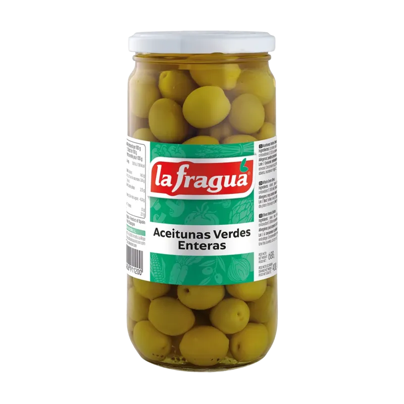 Aceitunas Verdes Enteras 200/220 I Tarro-720 Variedad: Manzanilla · 12 unidades · La Fragua