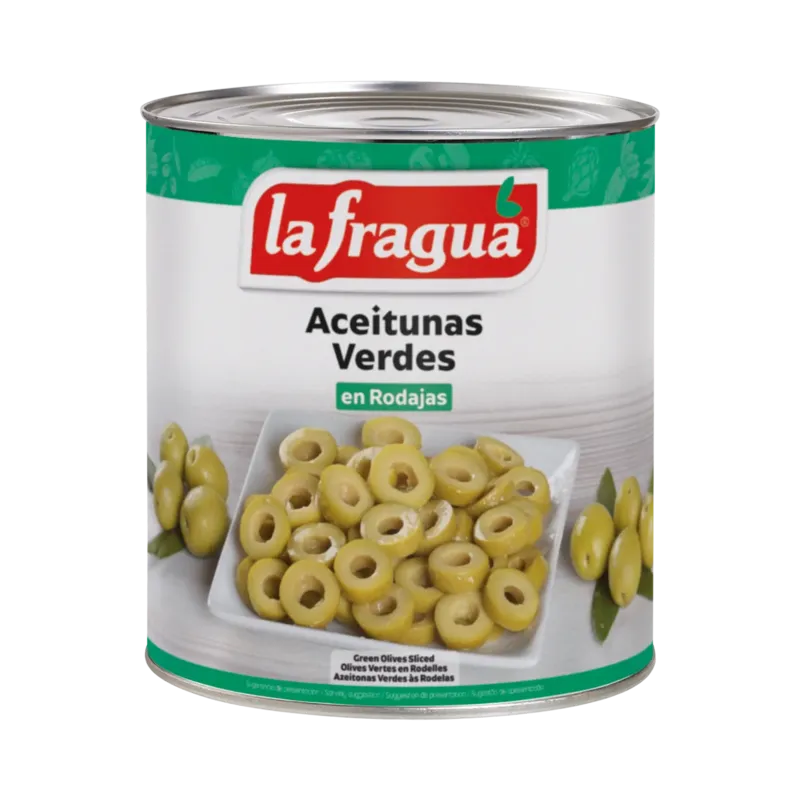 Aceitunas Verdes en Rodajas I Lata 3 kg (A10) Variedad: Hojiblanca · 3 unidades · La Fragua