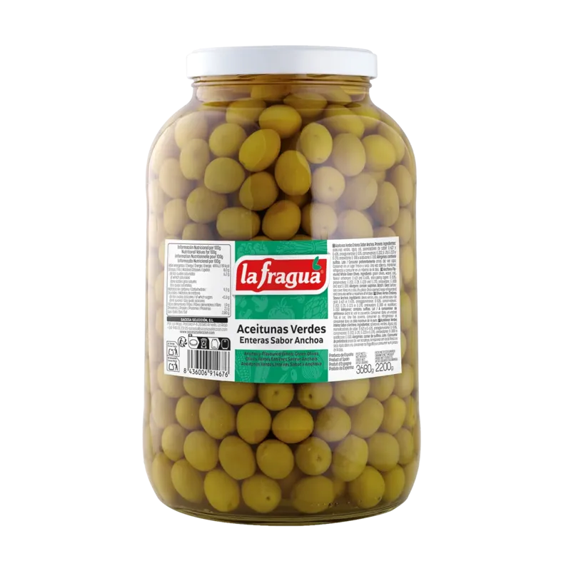 Aceitunas Sabor Anchoa 201/220 I Tarro Galón Variedad: Manzanilla - (5 kg) · 3 unidades · La Fragua