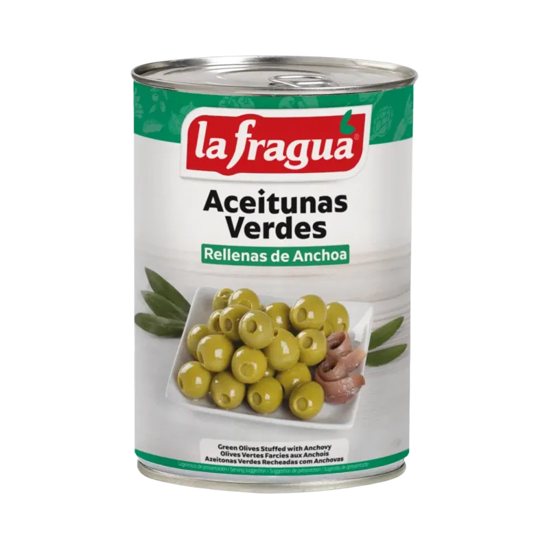 Aceitunas Rellenas de Anchoa 161/200 I Lata 2 kg Variedad: Manzanilla - F.A. · 6 unidades · La Fragua