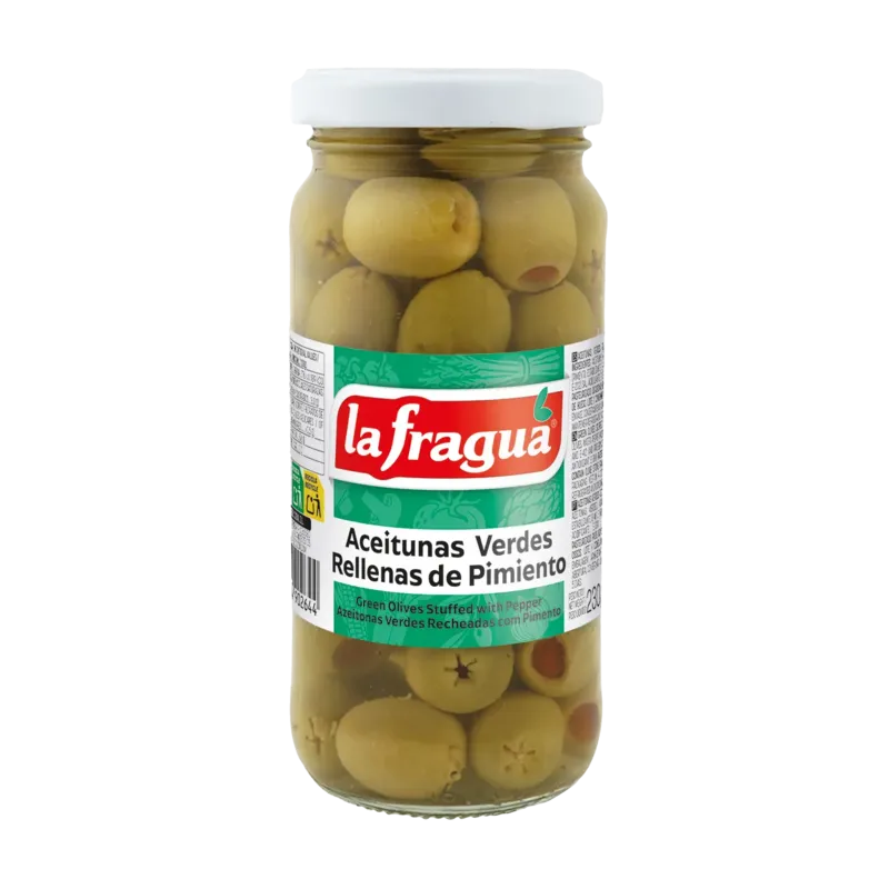 Aceitunas Rellenas de Pimiento 340/360 I Tarro-244 Variedad: Hojiblanca · 12 unidades · La Fragua