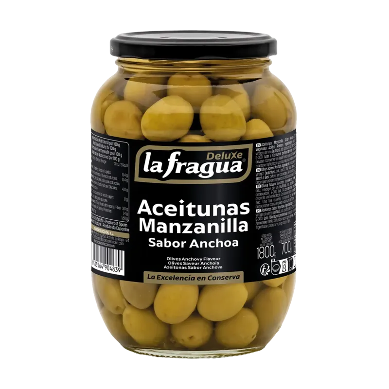 Aceitunas Manzanilla Sabor Anchoa I Tarro-850 · 6 unidades · La Fragua