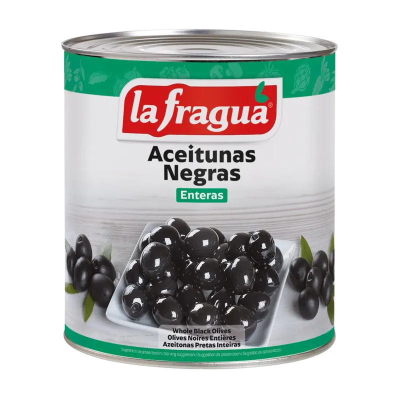 Aceitunas Negras Enteras 240/260 I Lata 3 kg (A10) Variedad: Hojiblanca · 6 unidades · La Fragua