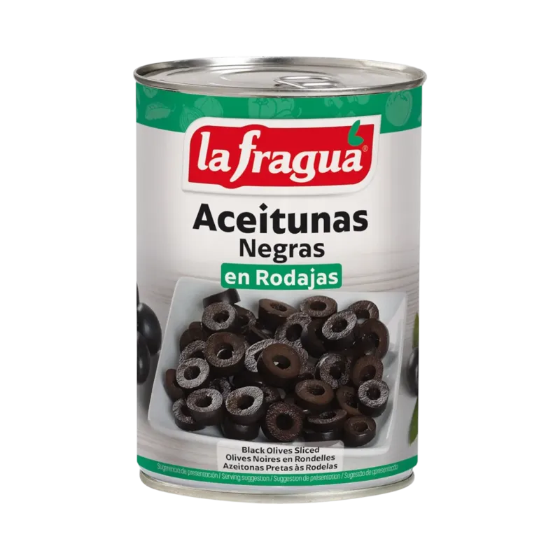 Aceitunas Negras en Rodajas I Lata 1/2 kg Variedad: Hojiblanca - F.A. · 12 unidades · La Fragua