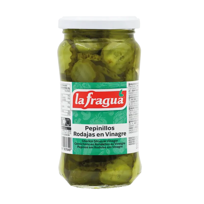 Pepinillos Rodajas en Vinagre I Tarro-370 · 12 unidades · La Fragua