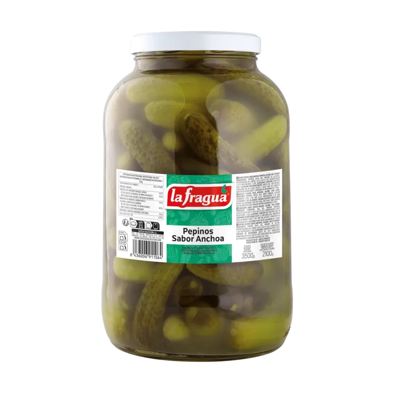 Pepinillos Sabor Anchoa 30/40 I Tarro Galón (5 kg) · 3 unidades · La Fragua