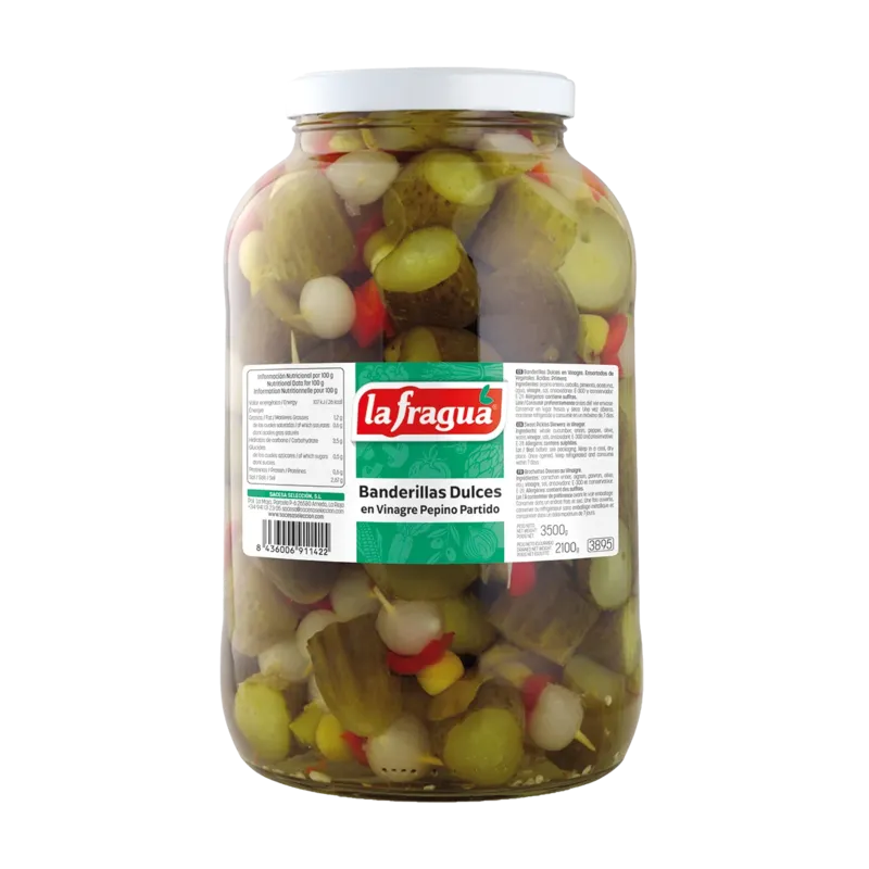 Banderillas en Vinagre Pepino Partido I Tarro Galón (5 kg) · 3 unidades · La Fragua