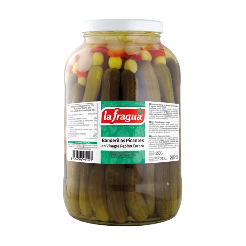 Banderillas Picantes Pepino Entero I Tarro Galón (5 kg) · 3 unidades · La Fragua